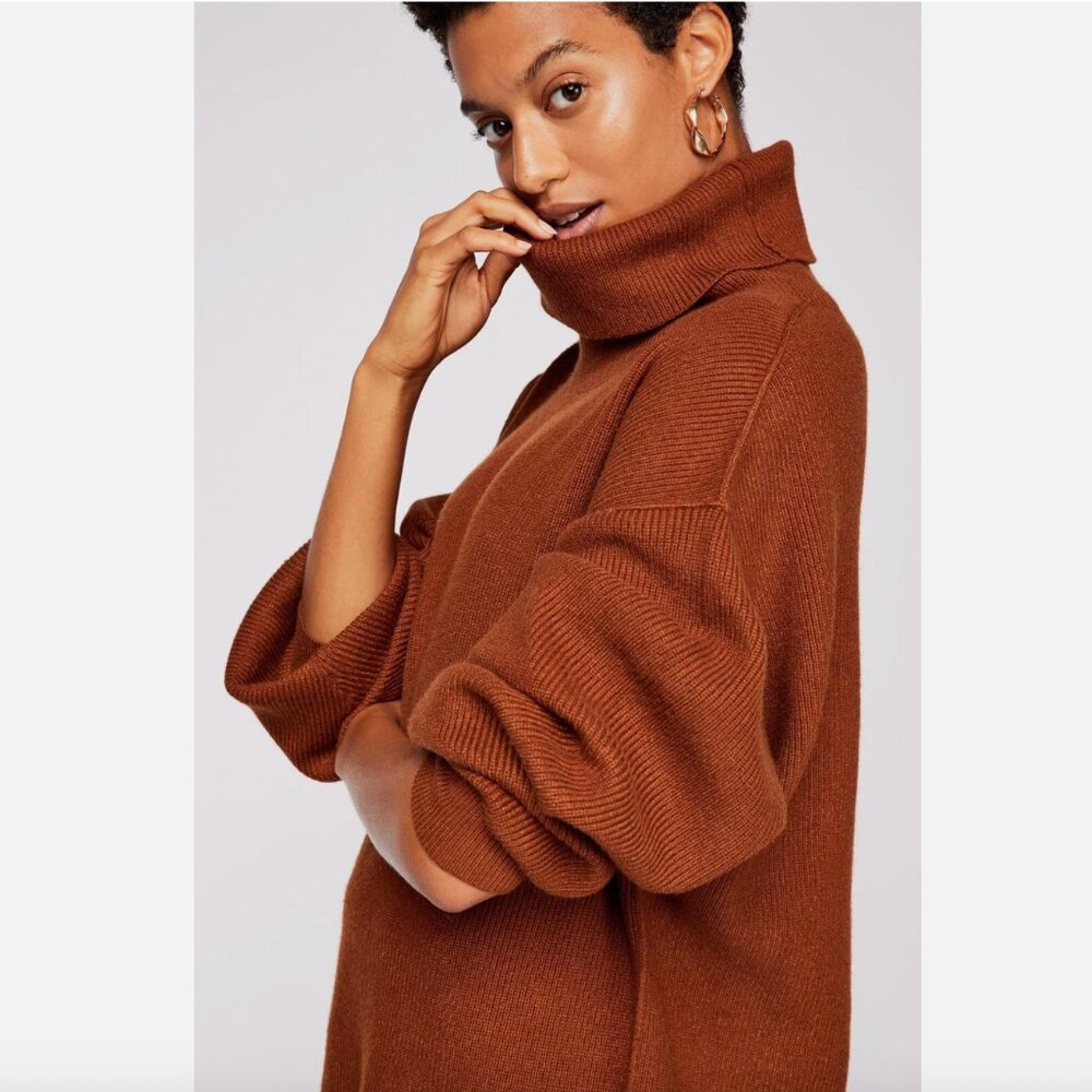 Free People Softly Structured Knit Tunic turtleneck sweater | size M